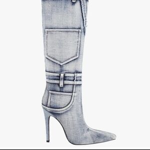 Stylish Denim High Heel Boots NWT Sz 7